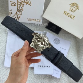 Versace Fashion Leather Silver Medusa Buckle Belt 