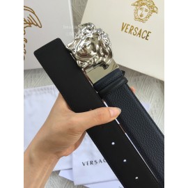 Versace Fashion Leather Silver Medusa Buckle Belt 