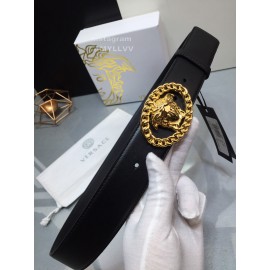 Versace Fashion Calf Leather Gold Medusa Ellipse Buckle 40mm Belt 