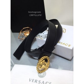 Versace Fashion Calf Leather Gold Medusa Ellipse Buckle 40mm Belt 