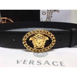 Versace Fashion Calf Leather Gold Medusa Ellipse Buckle 40mm Belt 