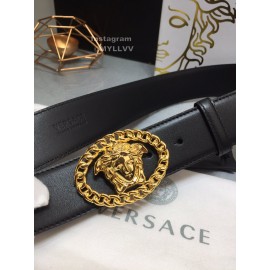 Versace Fashion Calf Leather Gold Medusa Ellipse Buckle 40mm Belt 