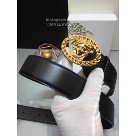 Versace Fashion Calf Leather Gold Medusa Ellipse Buckle 40mm Belt 
