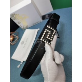 Versace Black Calf Leather Silver Buckle 35mm Belt 