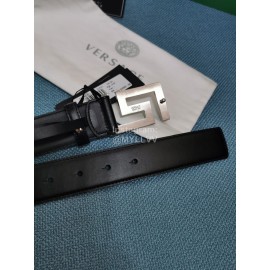 Versace Black Calf Leather Silver Buckle 35mm Belt 