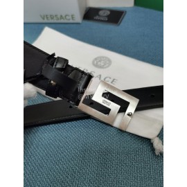 Versace Black Calf Leather Silver Buckle 35mm Belt 