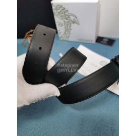 Versace Black Calf Leather Silver Buckle 35mm Belt 