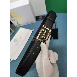 Versace Black Calf Leather Gold Buckle 35mm Belt 