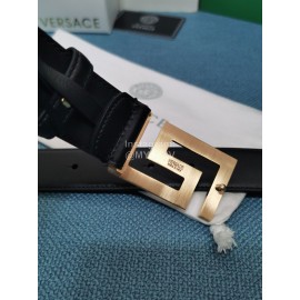 Versace Black Calf Leather Gold Buckle 35mm Belt 