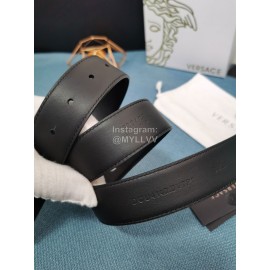 Versace Black Calf Leather Gold Buckle 35mm Belt 