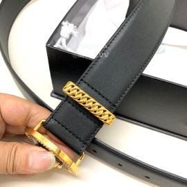 Versace Black Calf Leather Medusa Round Gold Buckle 40mm Belt 