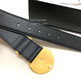 Versace Black Calf Leather Medusa Round Gold Buckle 40mm Belt 