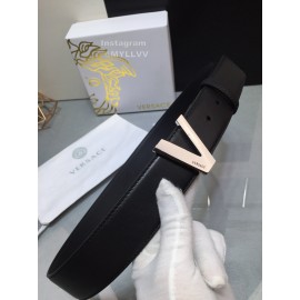 Versace Black Calf Leather V Buckle 40mm Belt 