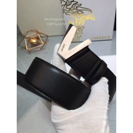 Versace Black Calf Leather V Buckle 40mm Belt 