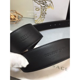 Versace Black Calf Leather V Buckle 40mm Belt 