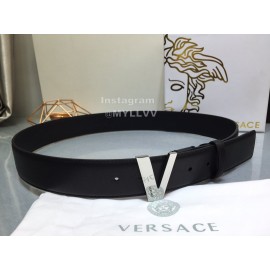 Versace Black Calf Leather V Buckle 40mm Belt 