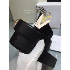 Versace Black Calf Leather V Buckle 40mm Belt 