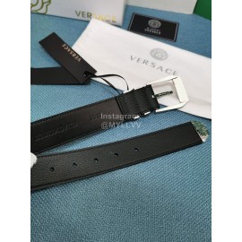 Versace Black Calf Leather Silver Pin Buckle 35mm Belt