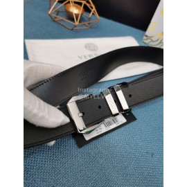 Versace Black Calf Leather Silver Pin Buckle 35mm Belt