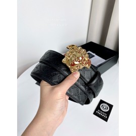 Versace Plaid Calf Leather Electroplated Gold Medusa Buckle 38mm Belt