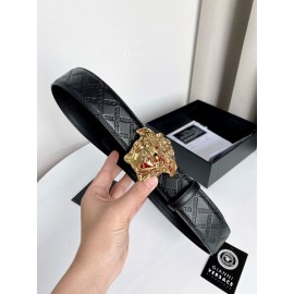 Versace Plaid Calf Leather Electroplated Gold Medusa Buckle 38mm Belt