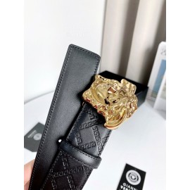 Versace Plaid Calf Leather Electroplated Gold Medusa Buckle 38mm Belt