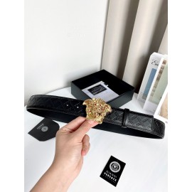 Versace Plaid Calf Leather Electroplated Gold Medusa Buckle 38mm Belt