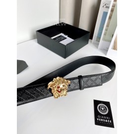 Versace Plaid Calf Leather Electroplated Gold Medusa Buckle 38mm Belt