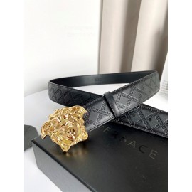 Versace Plaid Calf Leather Electroplated Gold Medusa Buckle 38mm Belt