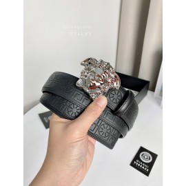 Versace Calf Leather Electroplated Silver Medusa Buckle 38mm Belt