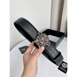 Versace Calf Leather Electroplated Silver Medusa Buckle 38mm Belt