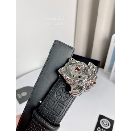 Versace Calf Leather Electroplated Silver Medusa Buckle 38mm Belt