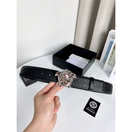 Versace Calf Leather Electroplated Silver Medusa Buckle 38mm Belt