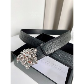 Versace Calf Leather Electroplated Silver Medusa Buckle 38mm Belt