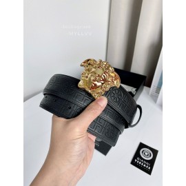 Versace Calf Leather Electroplated Gold Medusa Buckle 38mm Belt