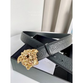 Versace Calf Leather Electroplated Gold Medusa Buckle 38mm Belt