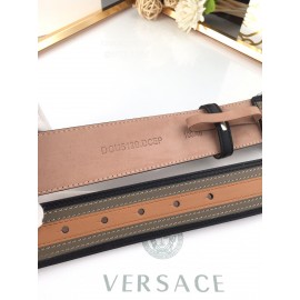 Versace Brown Calf Leather Silver Medusa Buckle 40mm Belt