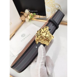 Versace Gray Calf Leather Gold Medusa Buckle 40mm Belt