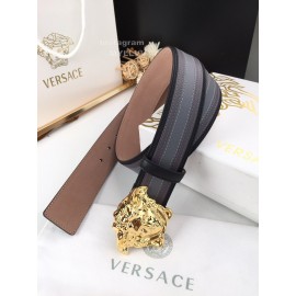 Versace Gray Calf Leather Gold Medusa Buckle 40mm Belt