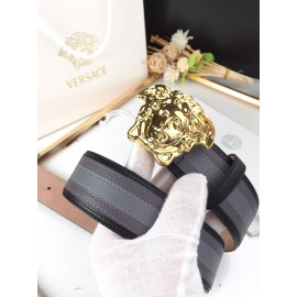 Versace Gray Calf Leather Gold Medusa Buckle 40mm Belt
