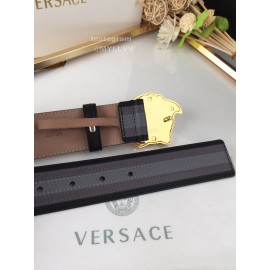Versace Gray Calf Leather Gold Medusa Buckle 40mm Belt