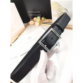 Versace Soft Calf Leather Gun Color Pin Buckle 35mm Belt