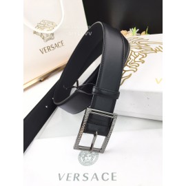 Versace Soft Calf Leather Gun Color Pin Buckle 35mm Belt