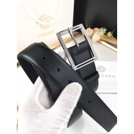 Versace Soft Calf Leather Gun Color Pin Buckle 35mm Belt