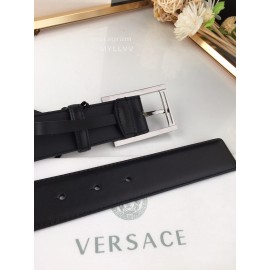 Versace Soft Calf Leather Gun Color Pin Buckle 35mm Belt