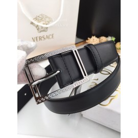 Versace Soft Calf Leather Gun Color Pin Buckle 35mm Belt