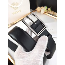 Versace Soft Calf Leather Gun Color Pin Buckle 35mm Belt