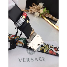 Versace Fashion Printed Calf Leather Silver Medusa Buckle 40mm Belt
