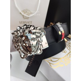 Versace Fashion Printed Calf Leather Silver Medusa Buckle 40mm Belt