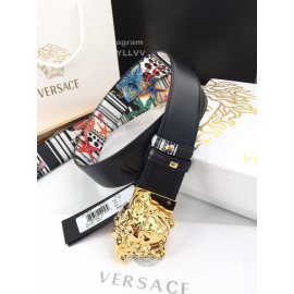 Versace Fashion Printed Calf Leather Gold Medusa Buckle 40mm Belt